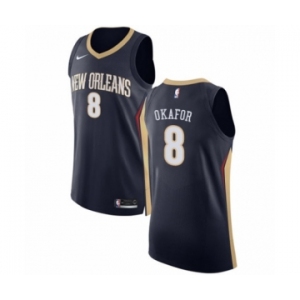 Men's Nike New Orleans Pelicans #8 Jahlil Okafor Authentic Navy Blue NBA Jersey - Icon Edition