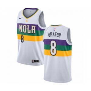 Men's Nike New Orleans Pelicans #8 Jahlil Okafor Authentic White NBA Jersey - City Edition