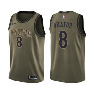 Men's Nike New Orleans Pelicans #8 Jahlil Okafor Swingman Green Salute to Service NBA Jersey