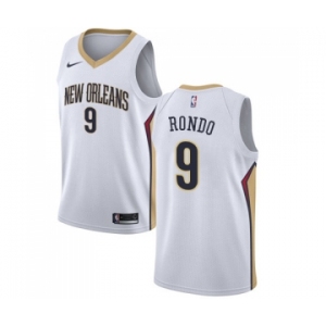 Men's Nike New Orleans Pelicans #9 Rajon Rondo Authentic White Home NBA Jersey - Association Edition