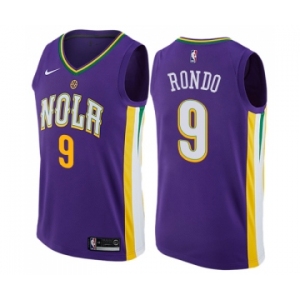 Men's Nike New Orleans Pelicans #9 Rajon Rondo Swingman Purple NBA Jersey - City Edition