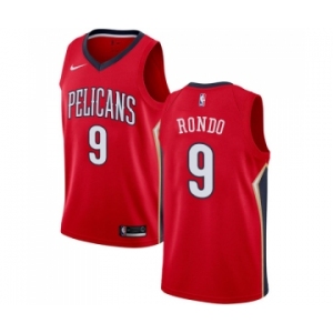 Men's Nike New Orleans Pelicans #9 Rajon Rondo Swingman Red Alternate NBA Jersey Statement Edition