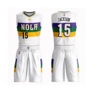 Women's New Orleans Pelicans #15 Frank Jackson Swingman White Basketball Suit Jersey - City Edition