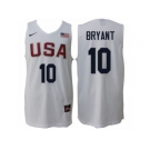 Men Nike Rio 2016 Olympics USA Dream Team #10 Kobe Bryant Home White Commemorate Basketball Jersey