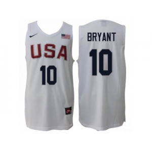 Men Nike Rio 2016 Olympics USA Dream Team #10 Kobe Bryant Home White Commemorate Basketball Jersey