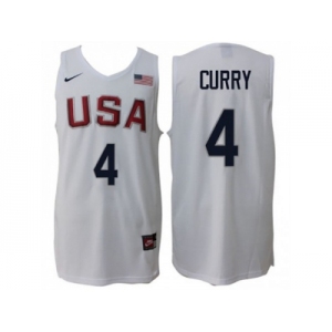 Men Nike Rio 2016 Olympics USA Dream Team #4 Stephen Curry Home White Basketball Jersey