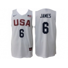 Men Nike Rio 2016 Olympics USA Dream Team #6 LeBron James Home White Basketball Jersey