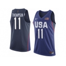 Men's Nike Team USA #11 Klay Thompson Swingman Navy Blue 2016 Olympic Basketball Jersey