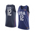 Men's Nike Team USA #12 DeMarcus Cousins Swingman Navy Blue 2016 Olympic Basketball Jersey