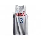 Men's Nike Team USA #13 Paul George Authentic White 2016 Olympic Basketball Jersey