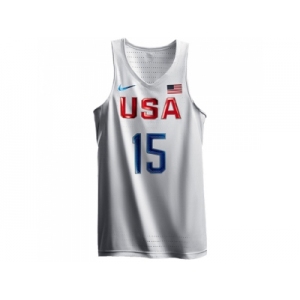 Men's Nike Team USA #15 Carmelo Anthony Authentic White 2016 Olympic Basketball Jersey