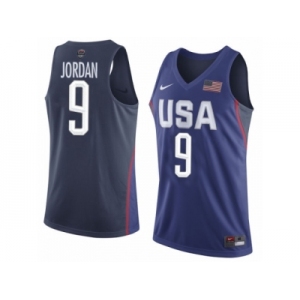 Men's Nike Team USA #9 Michael Jordan Authentic Navy Blue 2016 Olympics Basketball Jersey