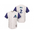 Arizona Diamondbacks #2 Aaron Hill Cream Purple Cooperstown Collection Cool Base Jersey