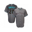 Arizona Diamondbacks #20 Luis Gonzalez Replica Gray Turquoise Cool Base MLB Jersey