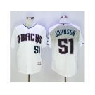 Arizona Diamondbacks #51 Randy Johnson White Capri New Cool Base Stitched Baseball Jersey