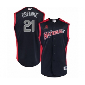 Men's Arizona Diamondbacks #21 Zack Greinke Authentic Navy Blue National League 2019 Baseball All-Star Jersey