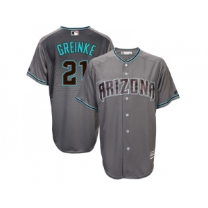 Men's Arizona Diamondbacks #21 Zack Greinke Majestic Gray Turquoise 2017 Cool Base Jersey