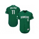 Men's Majestic Arizona Diamondbacks #11 A. J. Pollock Green Celtic Flexbase Authentic Collection MLB Jersey