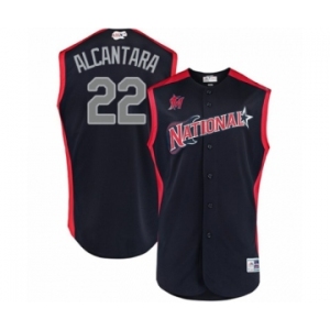 Men's Miami Marlins #22 Sandy Alcantara Authentic Navy Blue National League 2019 Baseball All-Star Jersey