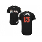 Men Miami Marlins #13 Starlin Castro Black Flexbase Authentic Collection Stitched MLB Jersey