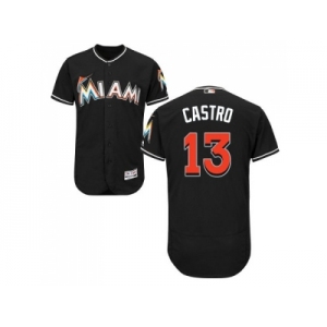 Men Miami Marlins #13 Starlin Castro Black Flexbase Authentic Collection Stitched MLB Jersey