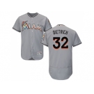 Men Miami Marlins #32 Derek Dietrich Grey Flexbase Authentic Collection Stitched Baseball Jersey