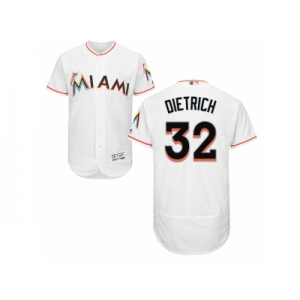 Men Miami Marlins #32 Derek Dietrich White Flexbase Authentic Collection Stitched Baseball Jersey