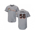 Men Miami Marlins #58 Dan Straily Grey Flexbase Authentic Collection Stitched Baseball Jersey