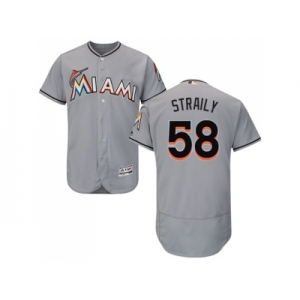Men Miami Marlins #58 Dan Straily Grey Flexbase Authentic Collection Stitched Baseball Jersey