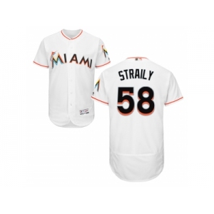 Men Miami Marlins #58 Dan Straily White Flexbase Authentic Collection Stitched Baseball Jersey