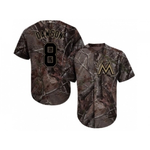 Men Miami Marlins #8 Andre Dawson Camo Realtree Collection Cool Base Stitched MLB Jersey