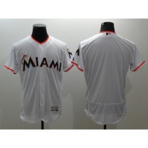 Men Miami Marlins Blank Majestic White Flexbase Authentic Collection MLB Jersey