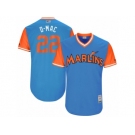 Men's 2017 Little League World Series Marlins #22 Dustin McGowan D-Mac Blue Jersey