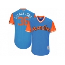 Men's 2017 Little League World Series Marlins #36 Edinson Volquez Steady Eddie Blue Jersey