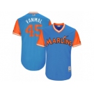 Men's 2017 Little League World Series Marlins #45 Vance Worley Vanimal Blue Jersey