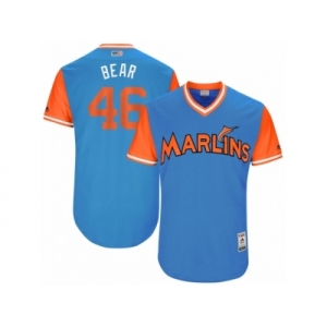 Men's 2017 Little League World Series Marlins #46 Kyle Barraclough Bear Blue Jersey
