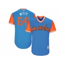 Men's 2017 Little League World Series Marlins #64 Nick Wittgren Witty Blue Jersey