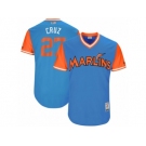 Men's 2017 Little League World Series Marlins Giancarlo Stanton #27 Cruz Blue Jersey