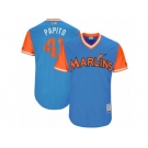 Men's 2017 Little League World Series Marlins Justin Bour #41 Papito Blue Jersey