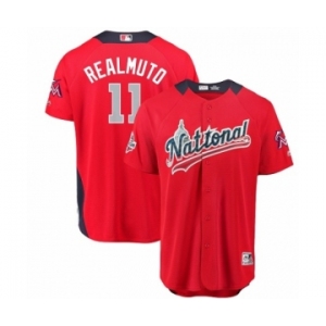 Men's Majestic Miami Marlins #11 J. T. Realmuto Game Red National League 2018 MLB All-Star MLB Jersey