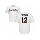 Men's Majestic Miami Marlins #12 Chris Johnson Authentic White Home Cool Base MLB Jersey