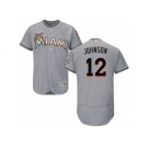 Men's Majestic Miami Marlins #12 Chris Johnson Grey Flexbase Authentic Collection MLB Jersey