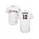 Men's Majestic Miami Marlins #12 Chris Johnson White Flexbase Authentic Collection MLB Jersey