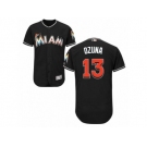 Men's Majestic Miami Marlins #13 Marcell Ozuna Black Flexbase Authentic Collection MLB Jersey