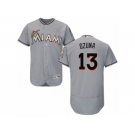 Men's Majestic Miami Marlins #13 Marcell Ozuna Grey Flexbase Authentic Collection MLB Jersey