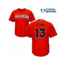 Men's Majestic Miami Marlins #13 Marcell Ozuna Replica Orange Alternate 1 Cool Base MLB Jersey