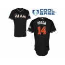 Men's Majestic Miami Marlins #14 Martin Prado Authentic Black Alternate 2 Cool Base MLB Jersey