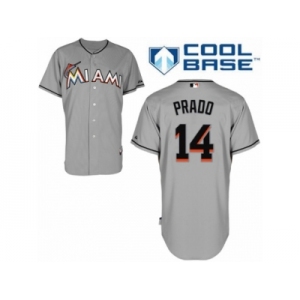 Men's Majestic Miami Marlins #14 Martin Prado Authentic Grey Road Cool Base MLB Jersey