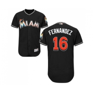 Men's Majestic Miami Marlins #16 Jose Fernandez Black Flexbase Authentic Collection MLB Jersey