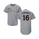 Men's Majestic Miami Marlins #16 Jose Fernandez Grey Flexbase Authentic Collection MLB Jersey